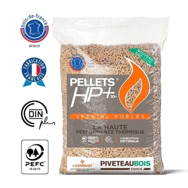 Granulés de Bois Piveteau HP+ – Palette de 72 Sacs de 15 kg